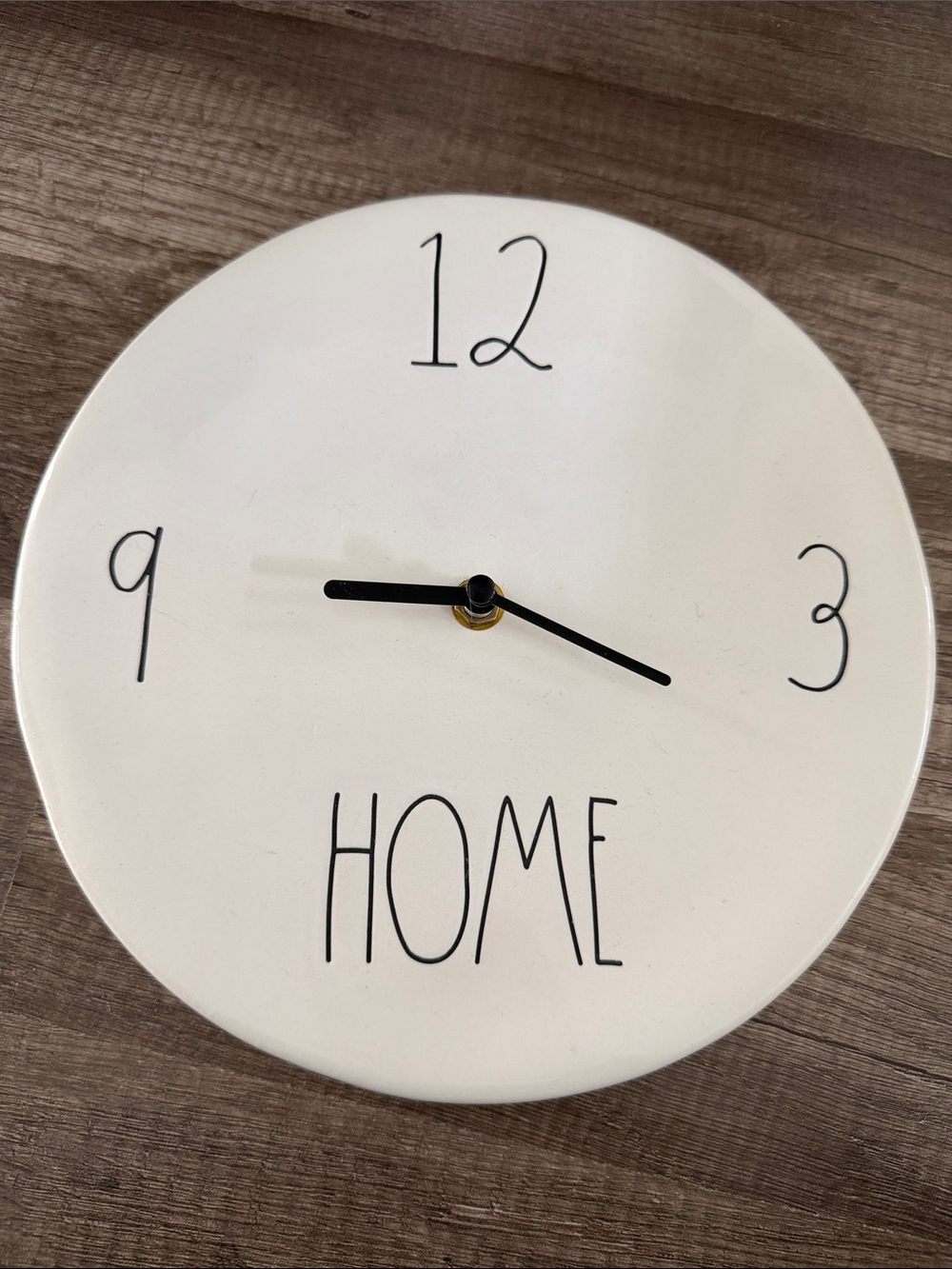 Rae Dunn White Ceramic Wall Clock with Black Hands